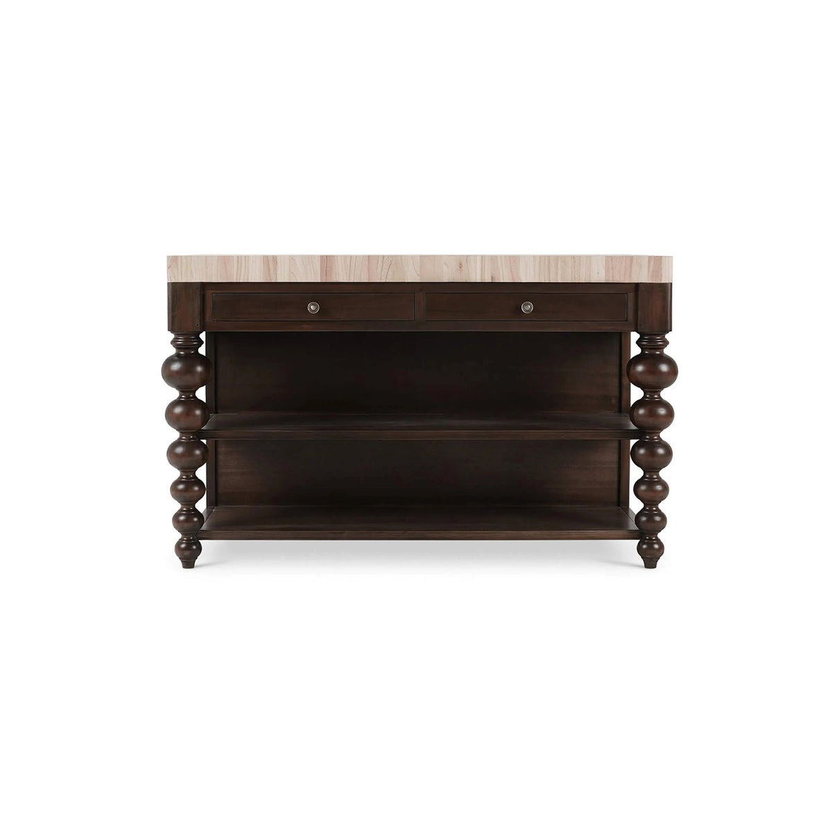 Bobbin Leg Butcher Block Kitchen Island - English Georgian America
