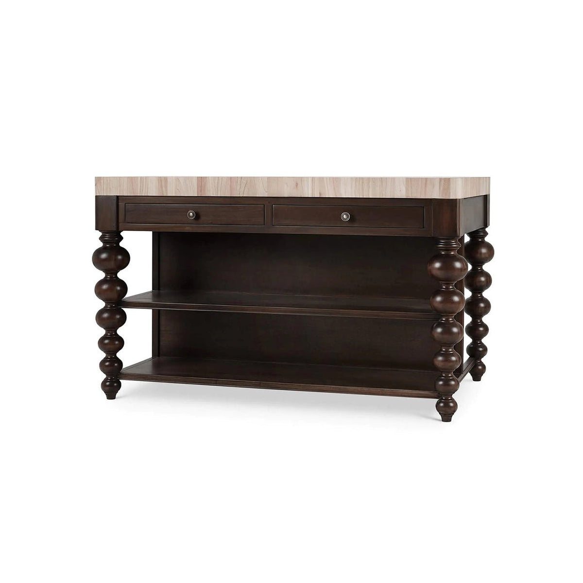 Bobbin Leg Butcher Block Kitchen Island - English Georgian America