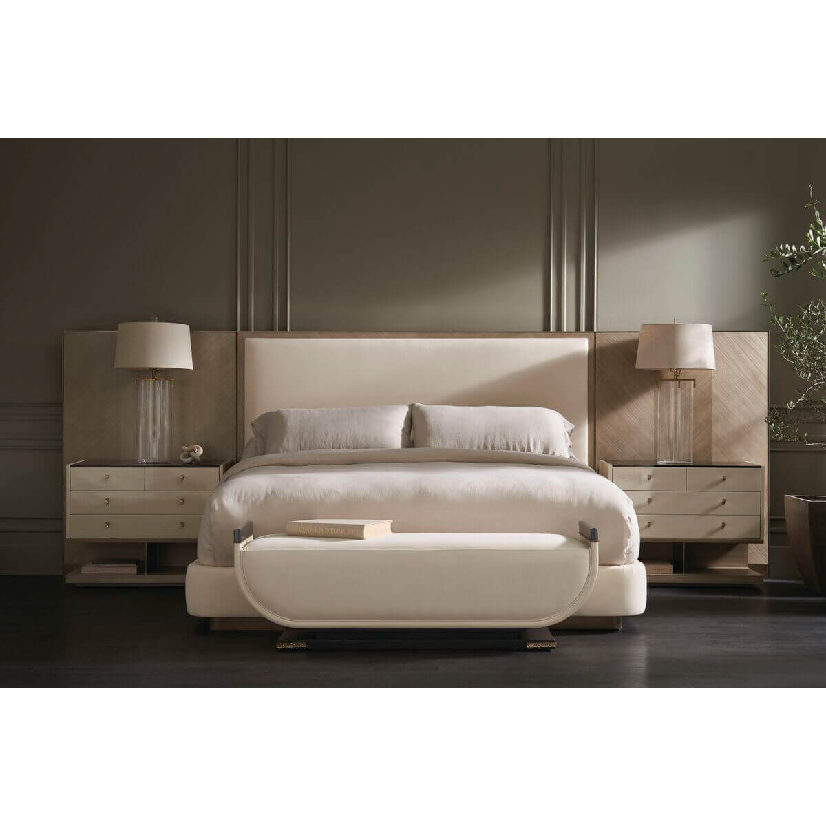 Classic Modern Upholstered King Bed with Wings - English Georgian America