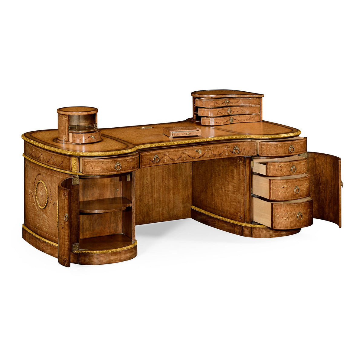 Georgian Leather Top Pedestal Desk – Adam Style - English Georgian America