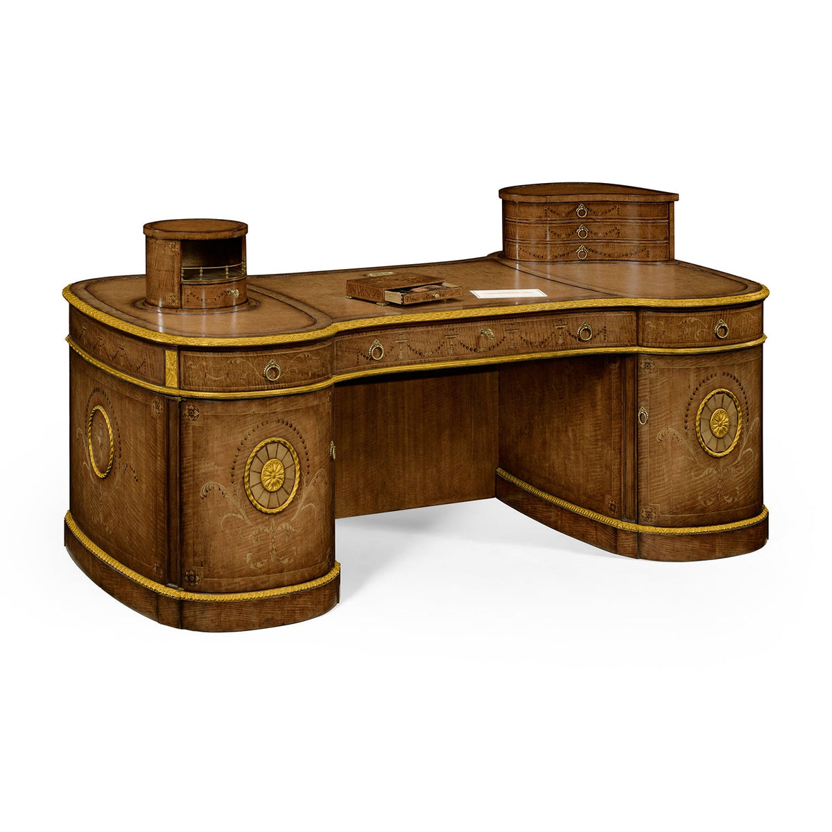 Georgian Leather Top Pedestal Desk – Adam Style - English Georgian America