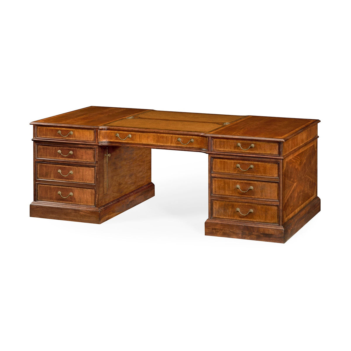 Georgian Style Walnut Leather Top Partners Desk - English Georgian America