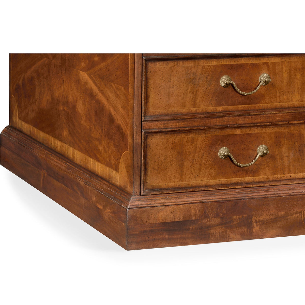 Georgian Style Walnut Leather Top Partners Desk - English Georgian America