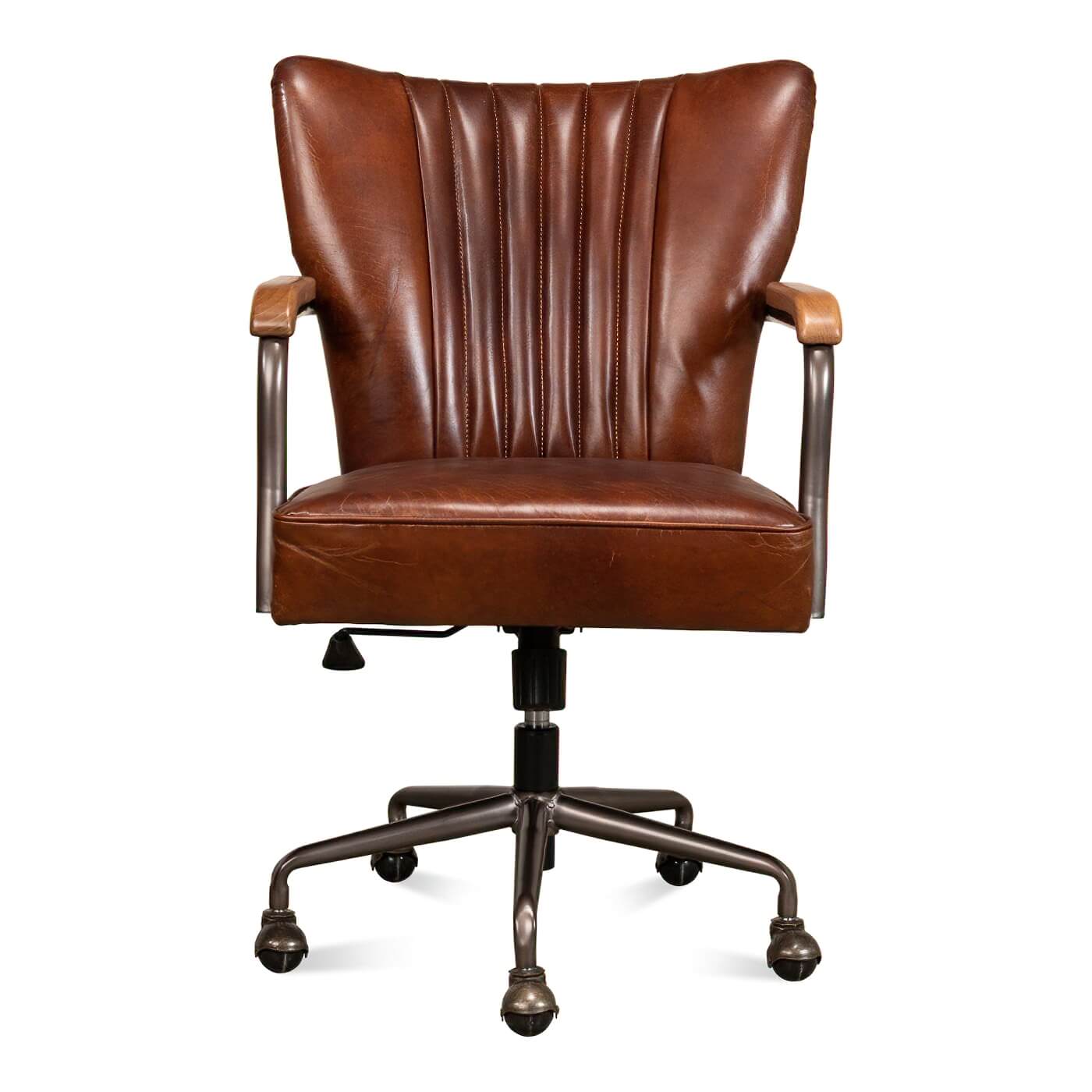 Industrial Style Leather Desk Chair - English Georgian America