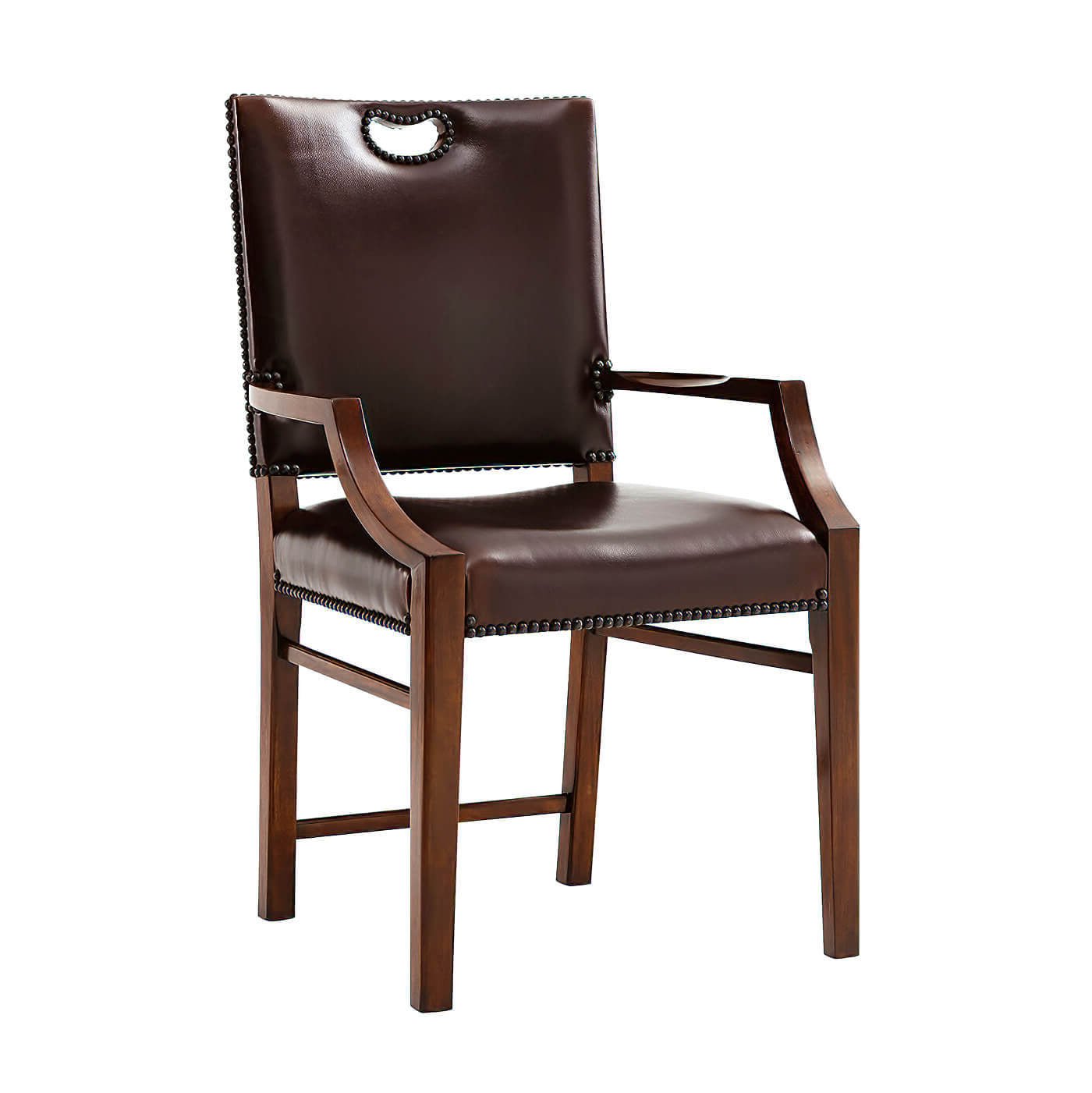 Leather Upholstered Campaign Armchair - English Georgian America