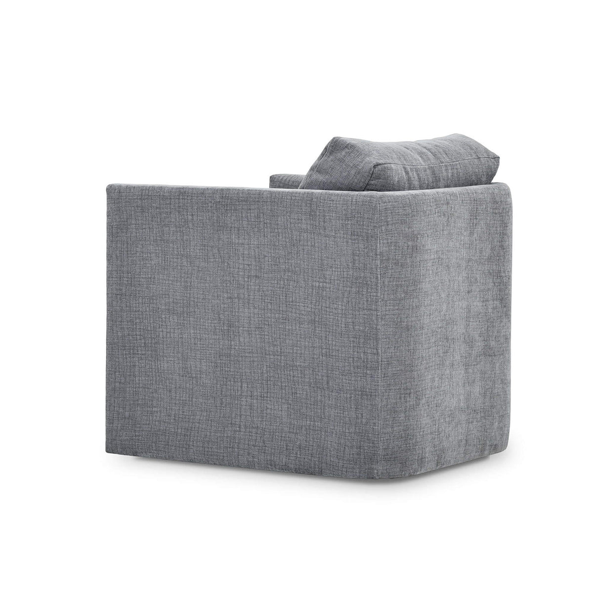 Mid - Century Minimalist Swivel Chair in Gray Upholstery - English Georgian America