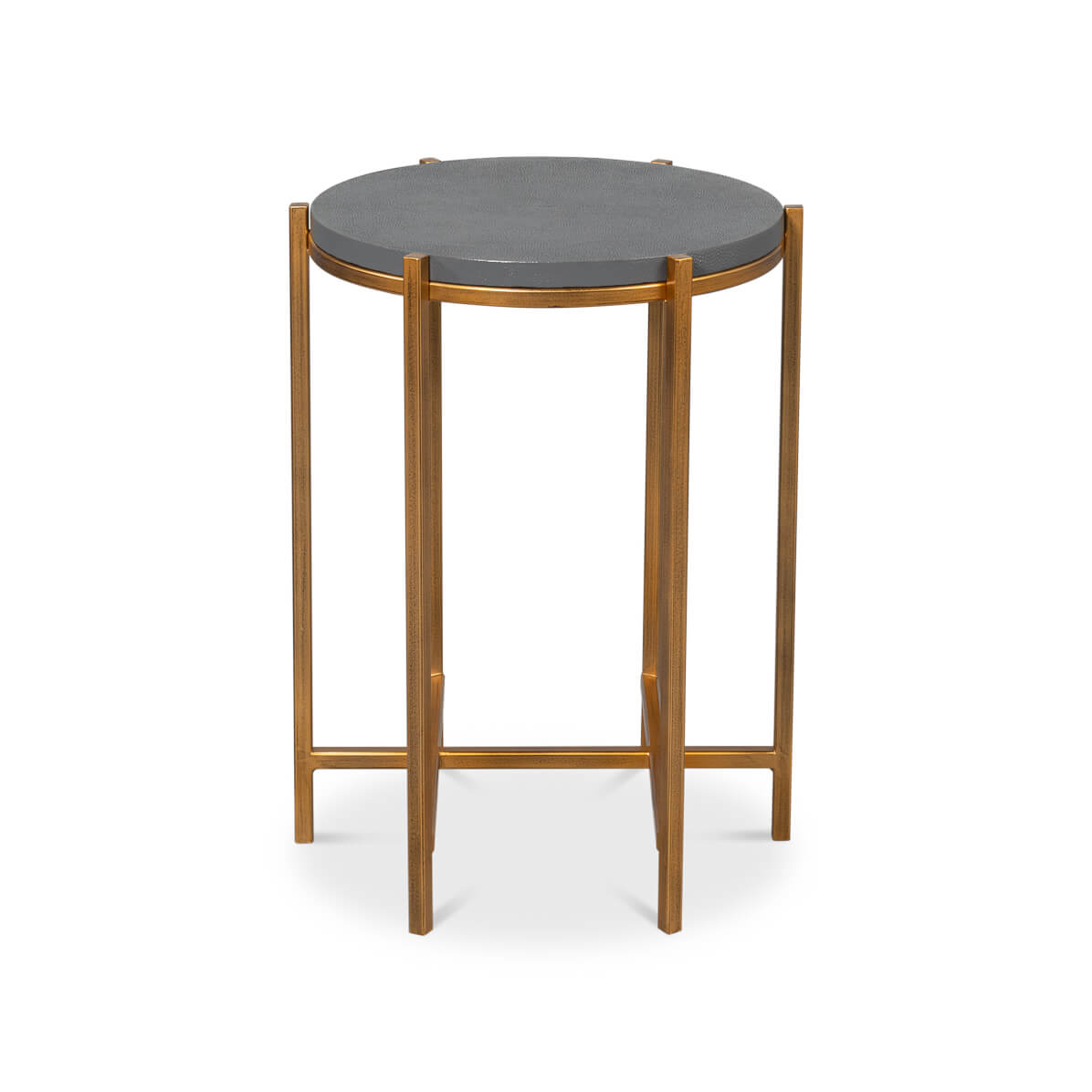 Modern Pewter Leather Top Accent Table - English Georgian America