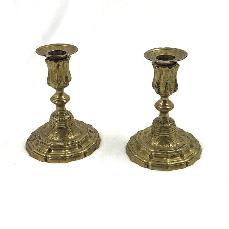 Pair of Early French Candlesticks - English Georgian America