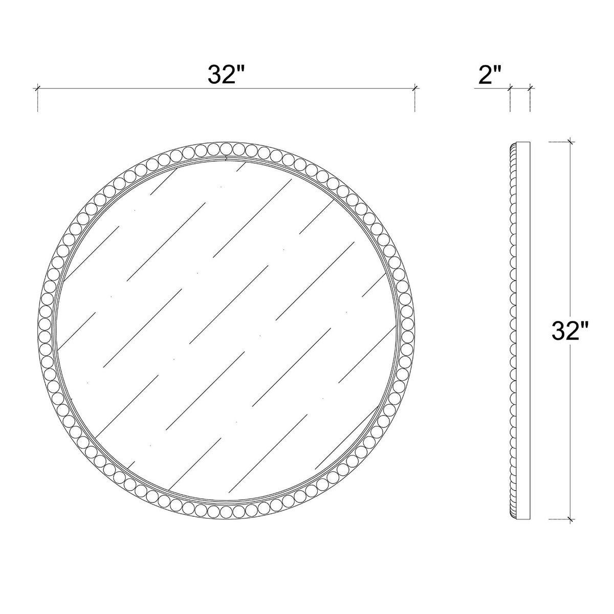 32&quot; Painted Round Beaded Mirror - English Georgian America