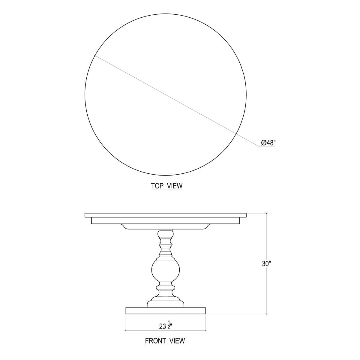 48 Round Pedestal Dining Table - English Georgian America