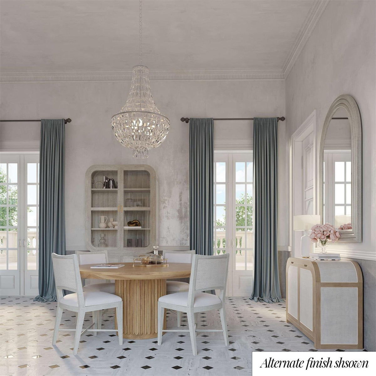 60" Round Ribbed Pedestal Dining Table - Antique French Finish - English Georgian America