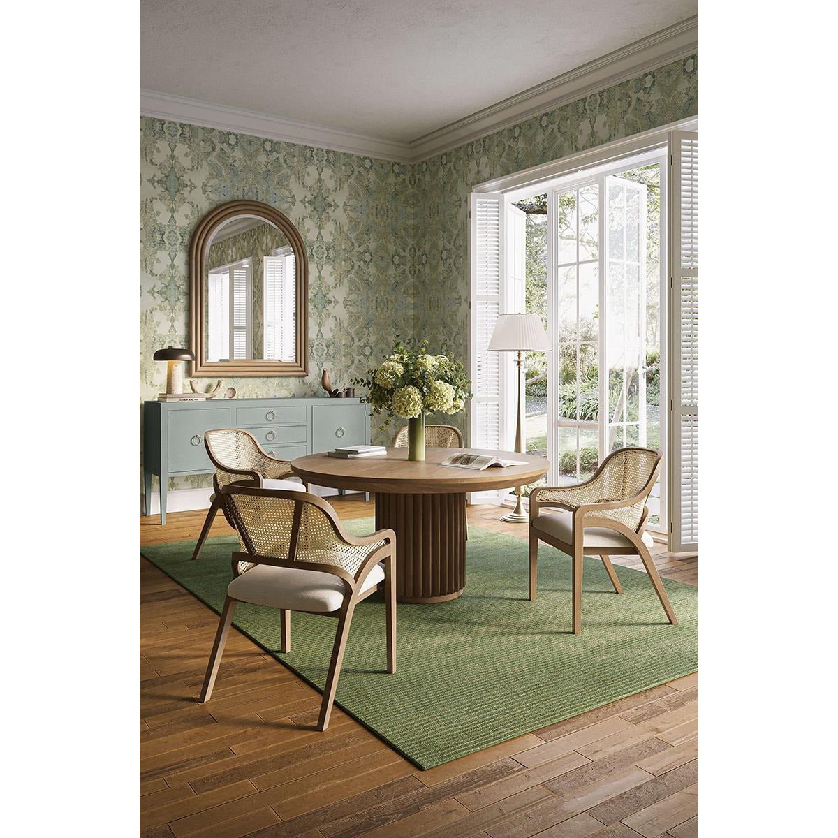 60" Round Ribbed Pedestal Dining Table - Antique French Finish - English Georgian America