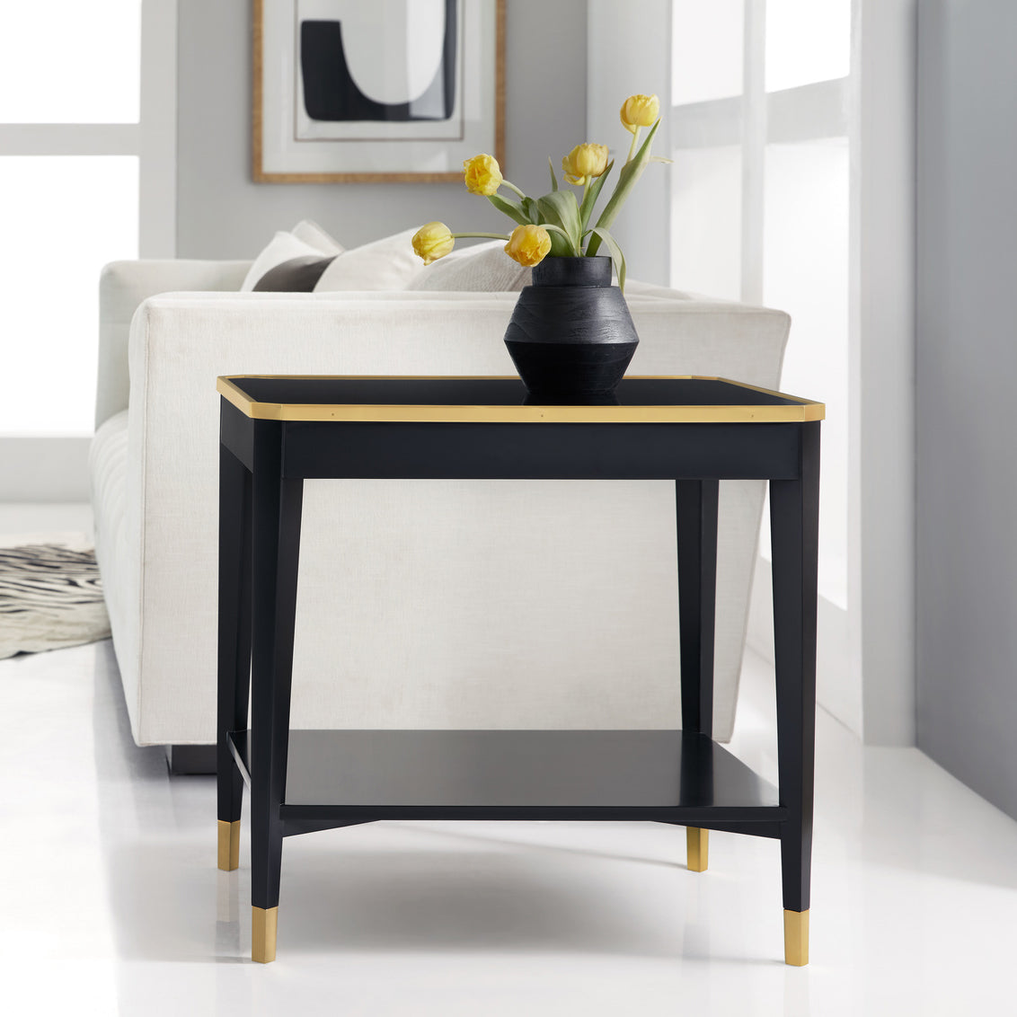 Black Mid Century End Table