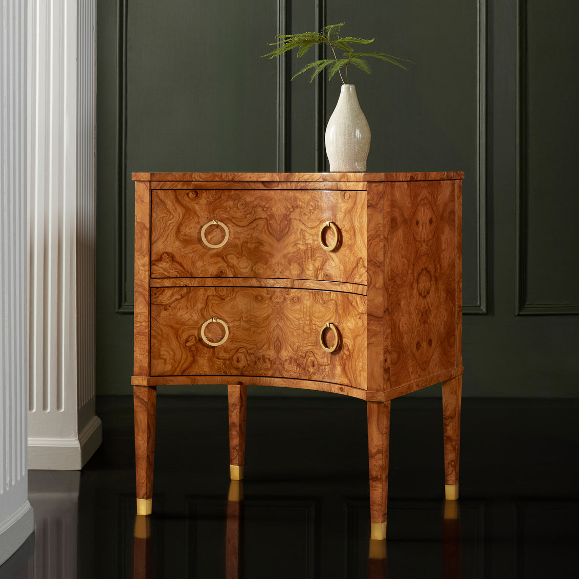 Olive Ash Burl Bedside Chest