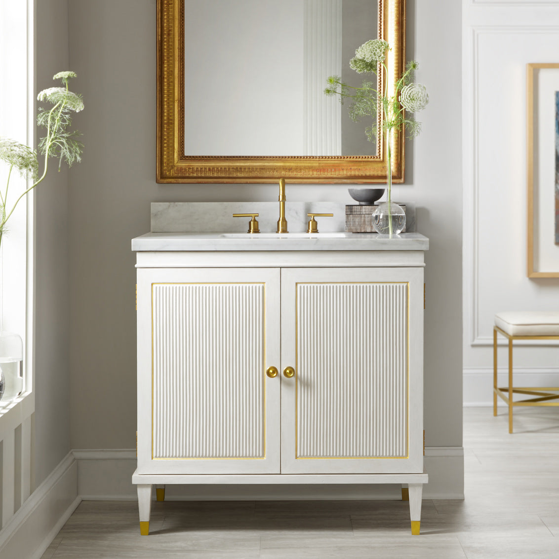 Swedish Neoclassic Marble Top Vanity