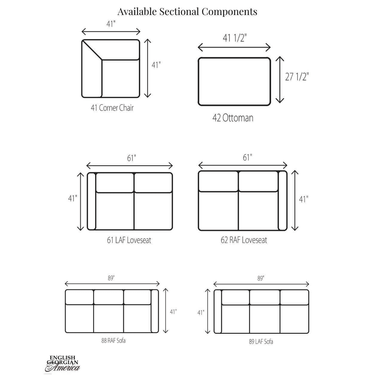 Ample Custom Sectional Sofa - English Georgian America