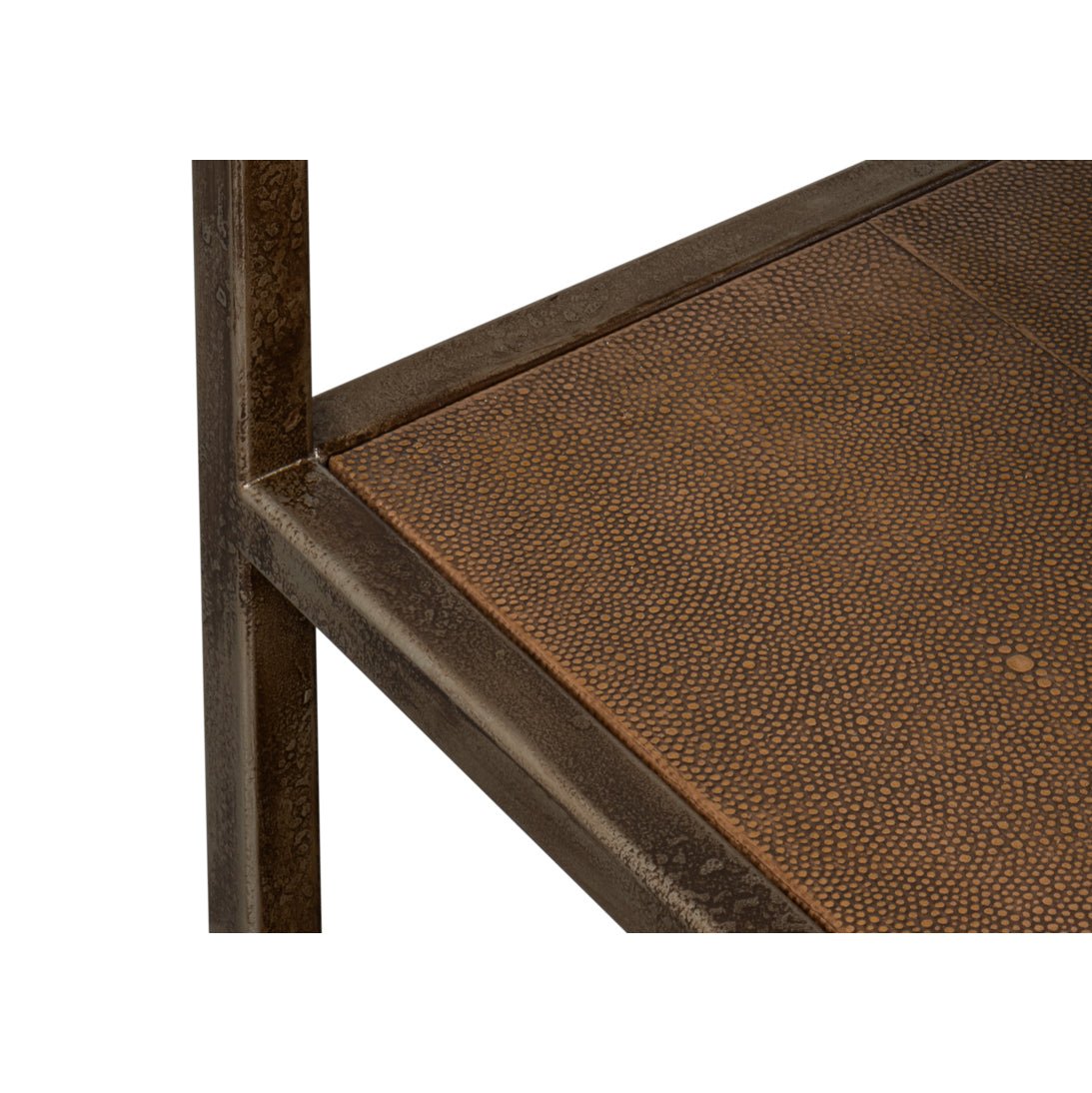 Antique Bronzed Console Table with Brown Leather - English Georgian America