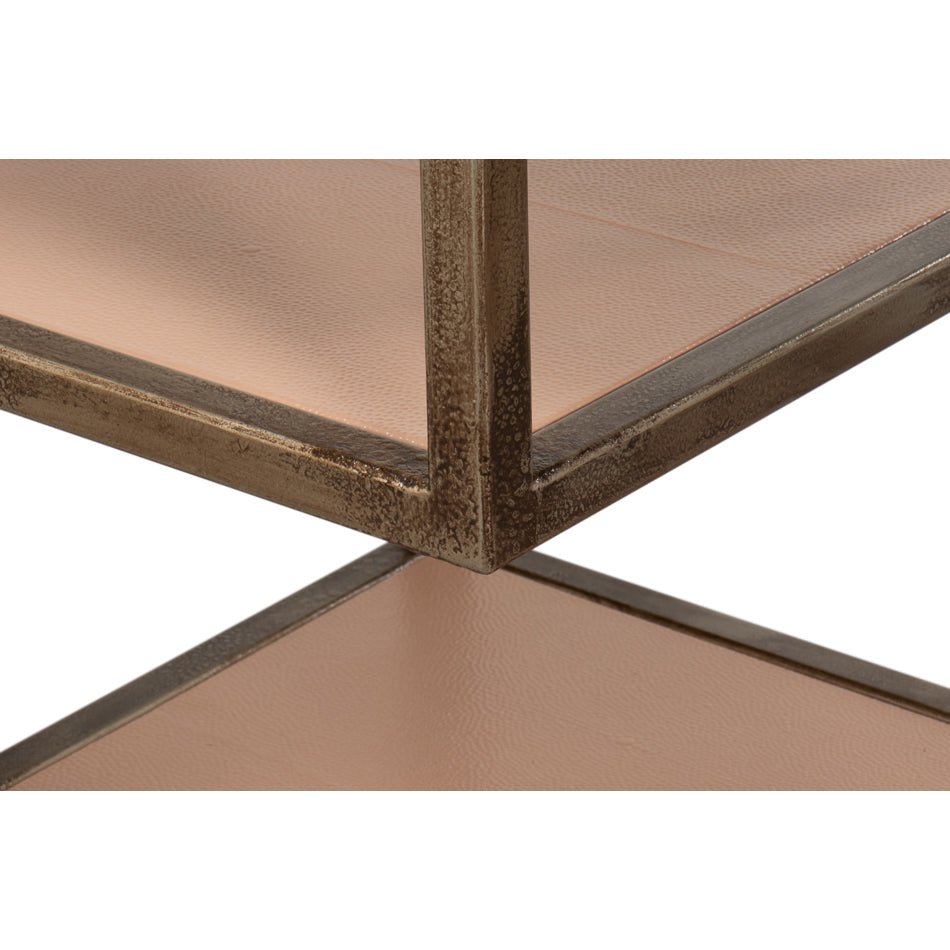 Antique Bronzed Console Table with Mushroom Leather - English Georgian America