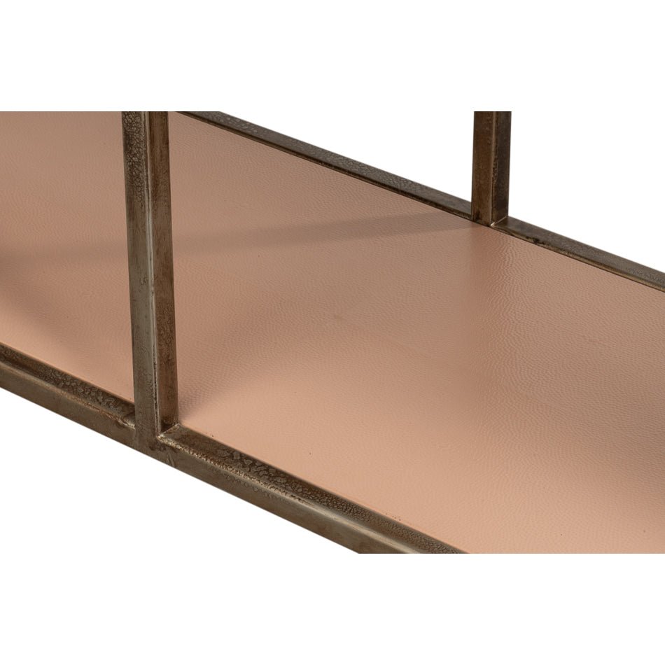 Antique Bronzed Console Table with Mushroom Leather - English Georgian America