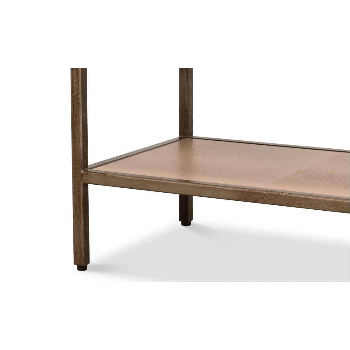 Antique Bronzed Console Table with Mushroom Leather - English Georgian America