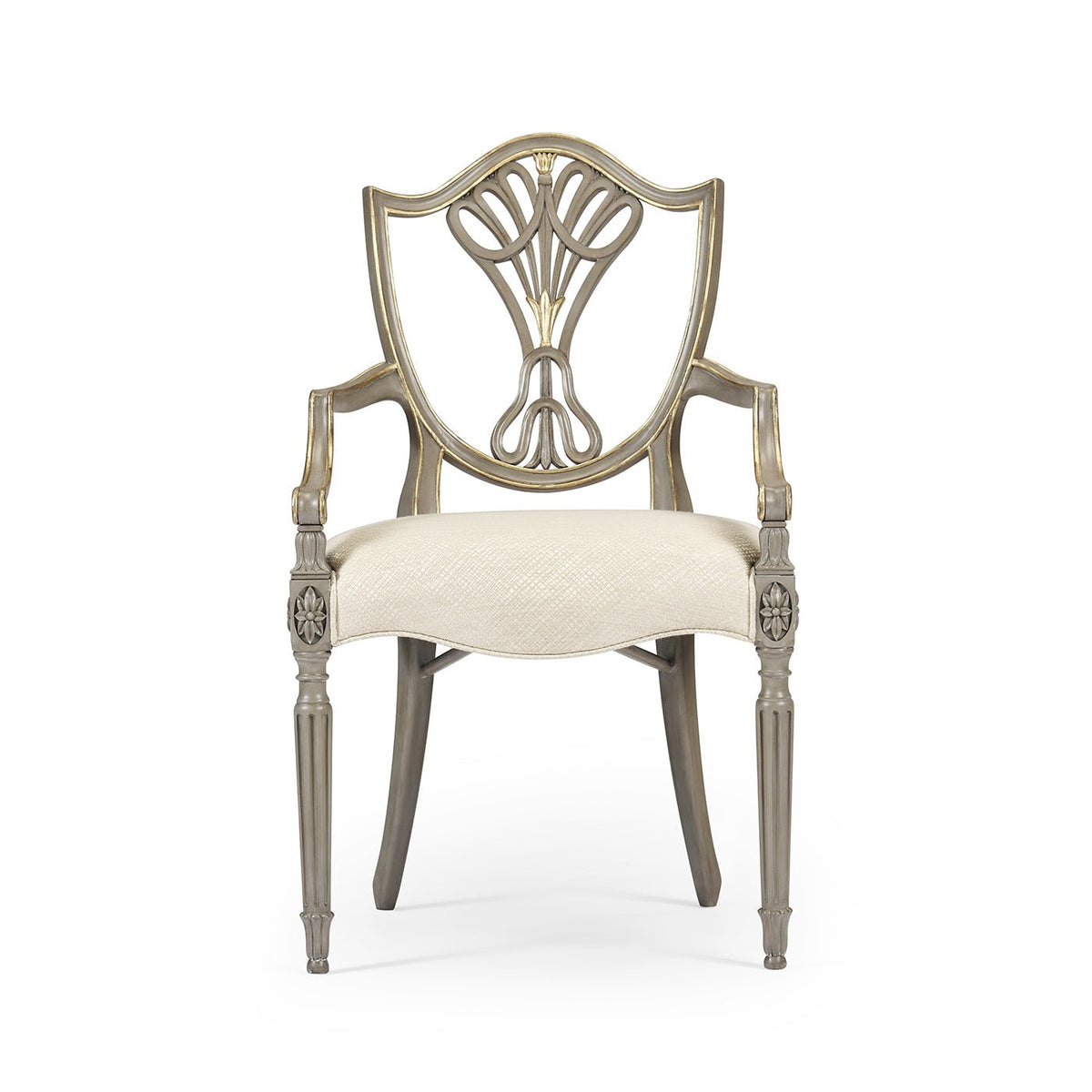 Antique Style Shield Back Dining Arm Chair - English Georgian America