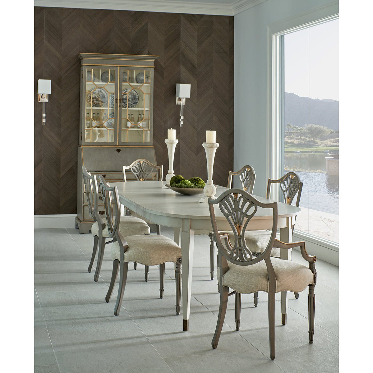 Antique Style Shield Back Dining Arm Chair - English Georgian America