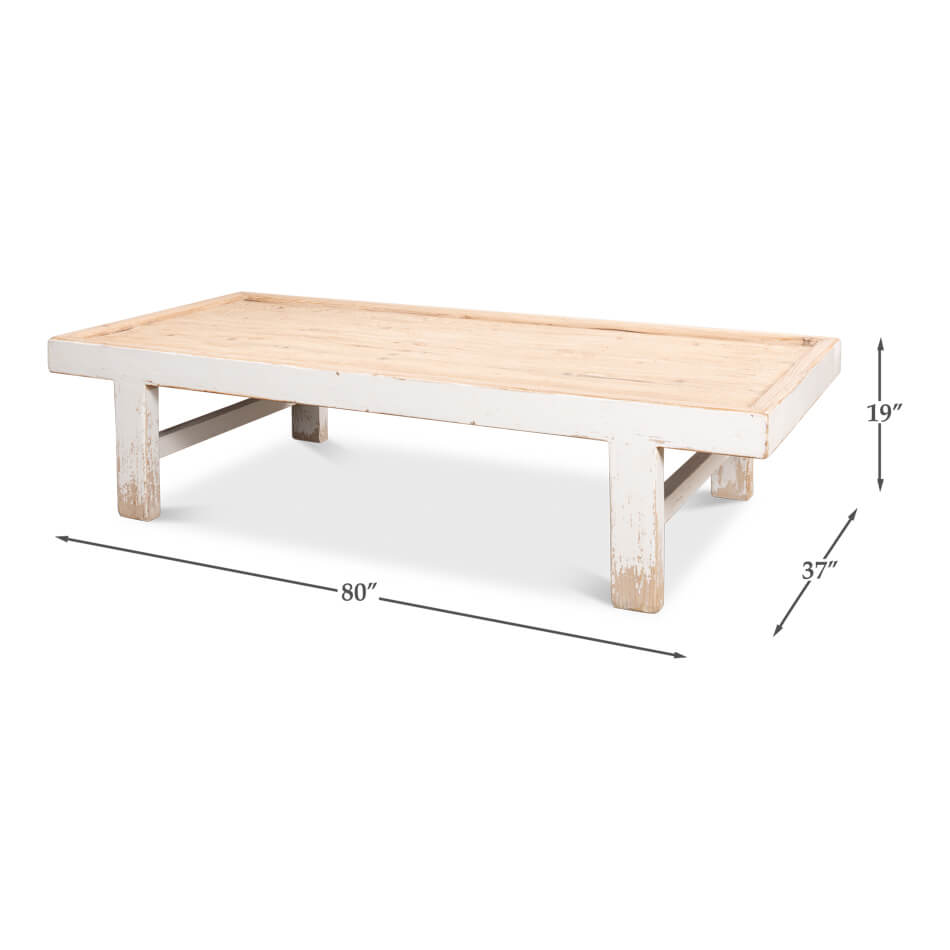 Antique White Farmhouse Coffee Table - English Georgian America