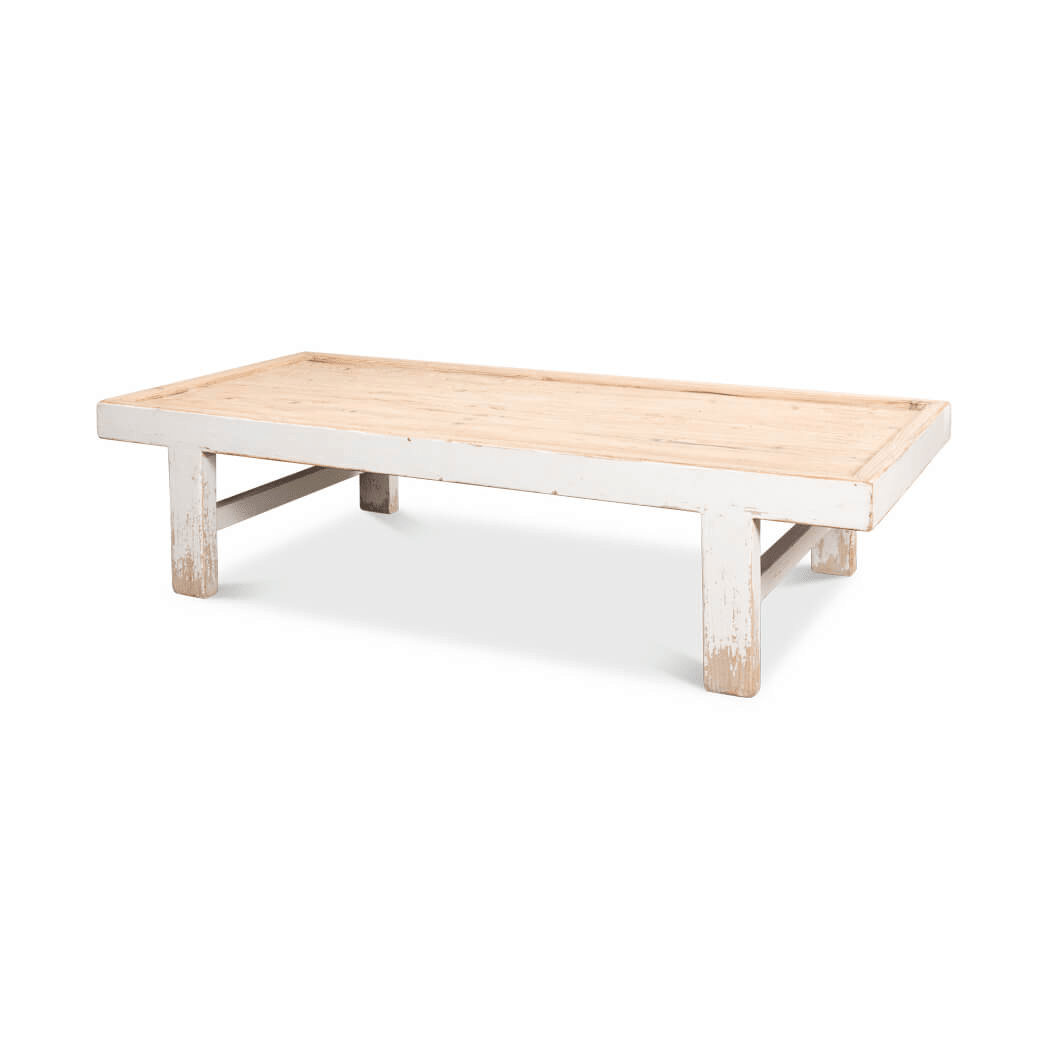 Antique White Farmhouse Coffee Table - English Georgian America
