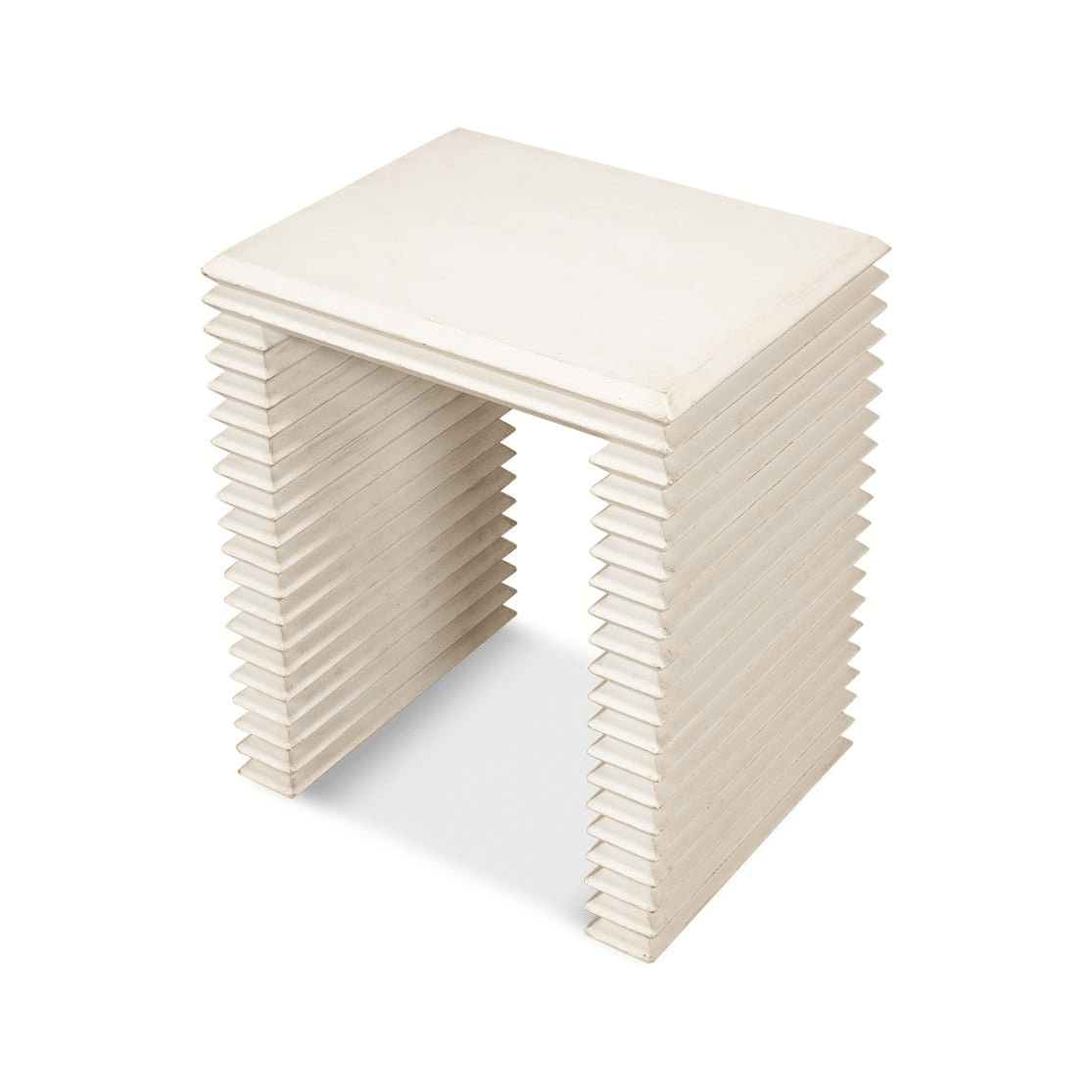 Antique White Stacked Side Table - English Georgian America