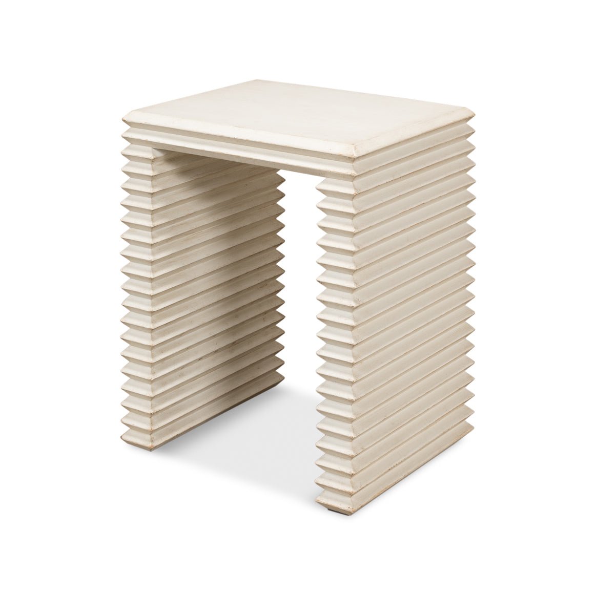Antique White Stacked Side Table - English Georgian America