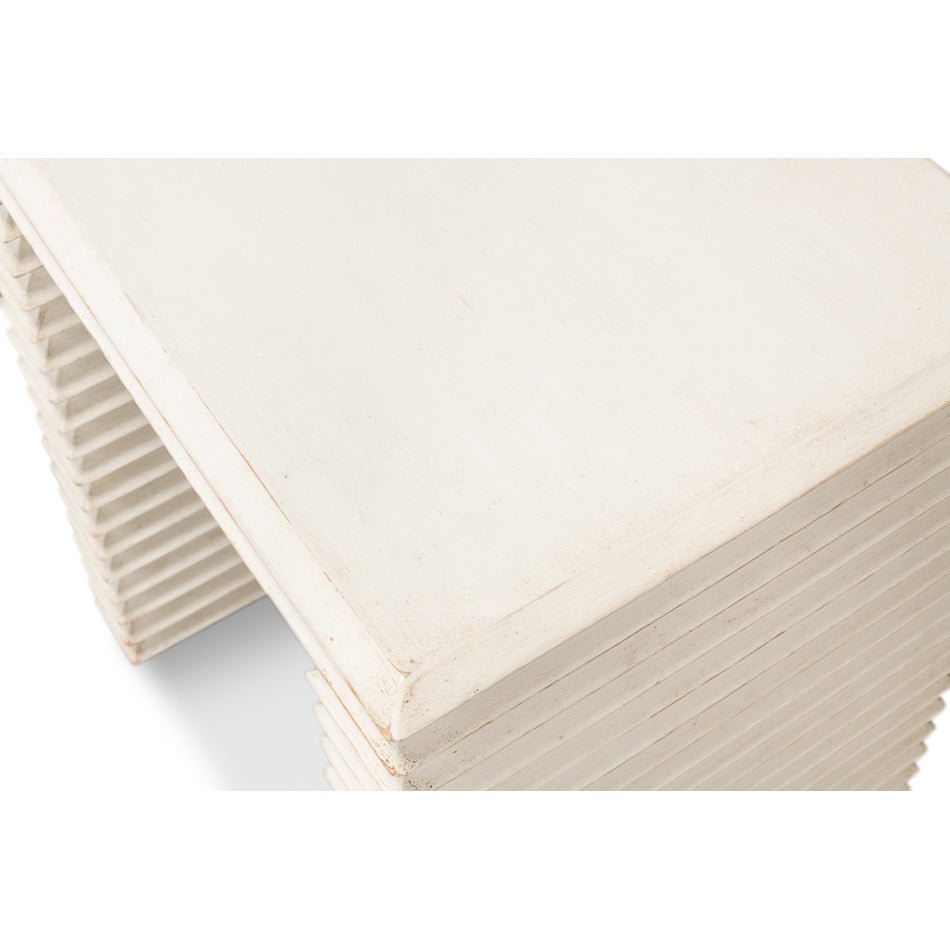 Antique White Stacked Side Table - English Georgian America