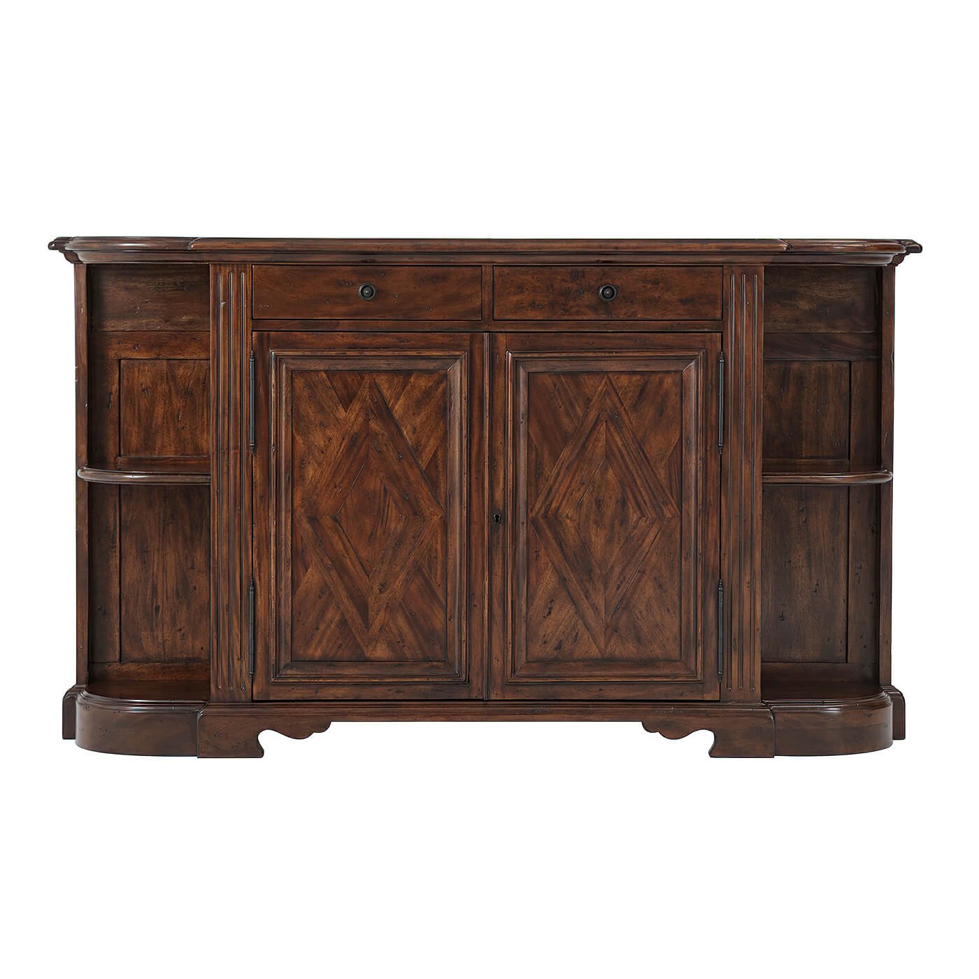 Antiqued Bowfront Side Cabinet - English Georgian America