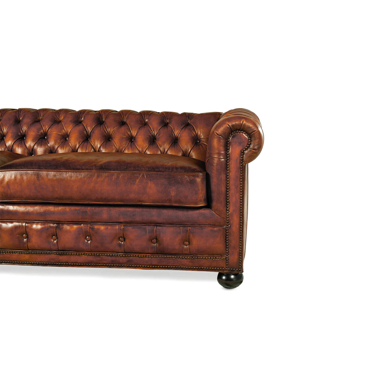 Antiqued Chesterfield Leather Sofa - English Georgian America