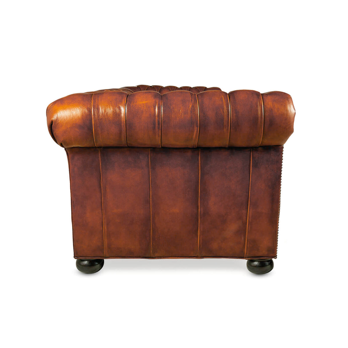 Antiqued Chesterfield Leather Sofa - English Georgian America