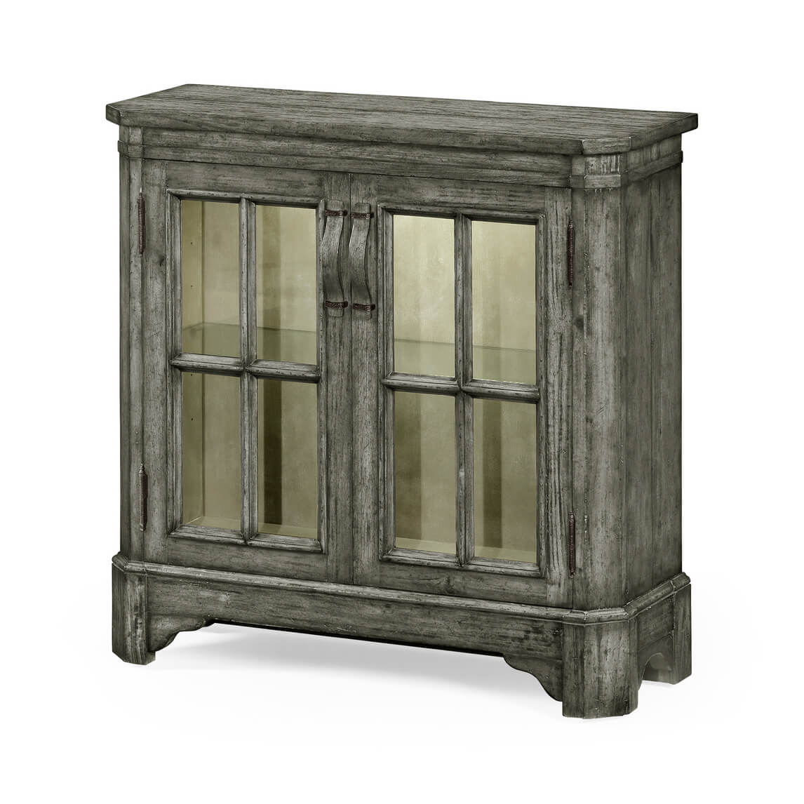 Antiqued Grey Country Low Bookcase - English Georgian America