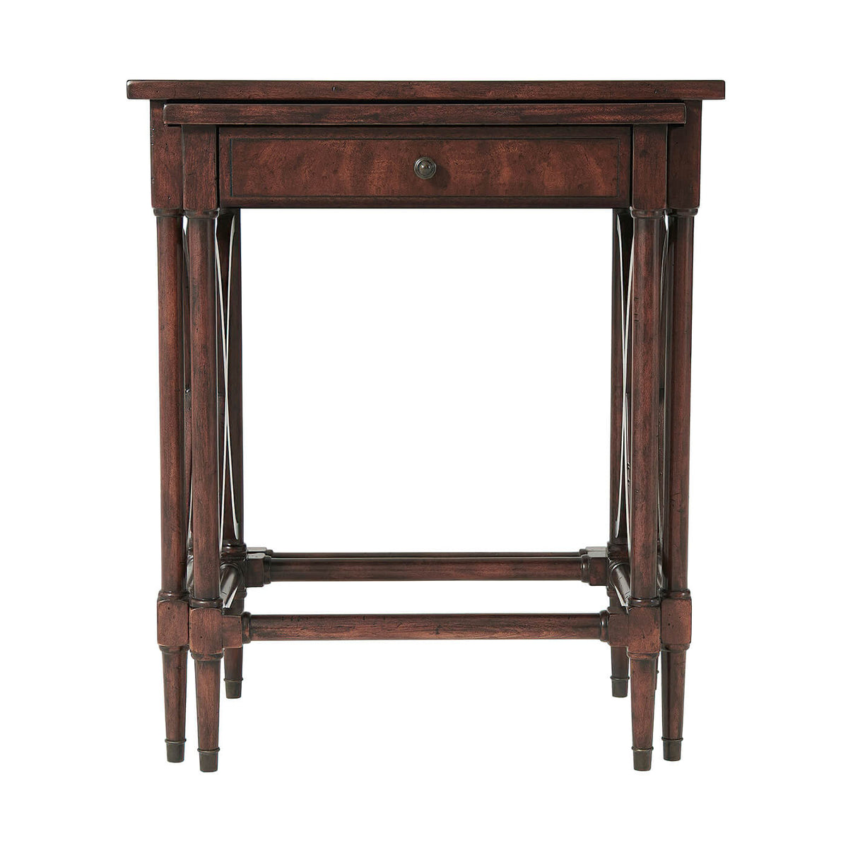 Antiqued Mahogany Nest of Two Tables - English Georgian America