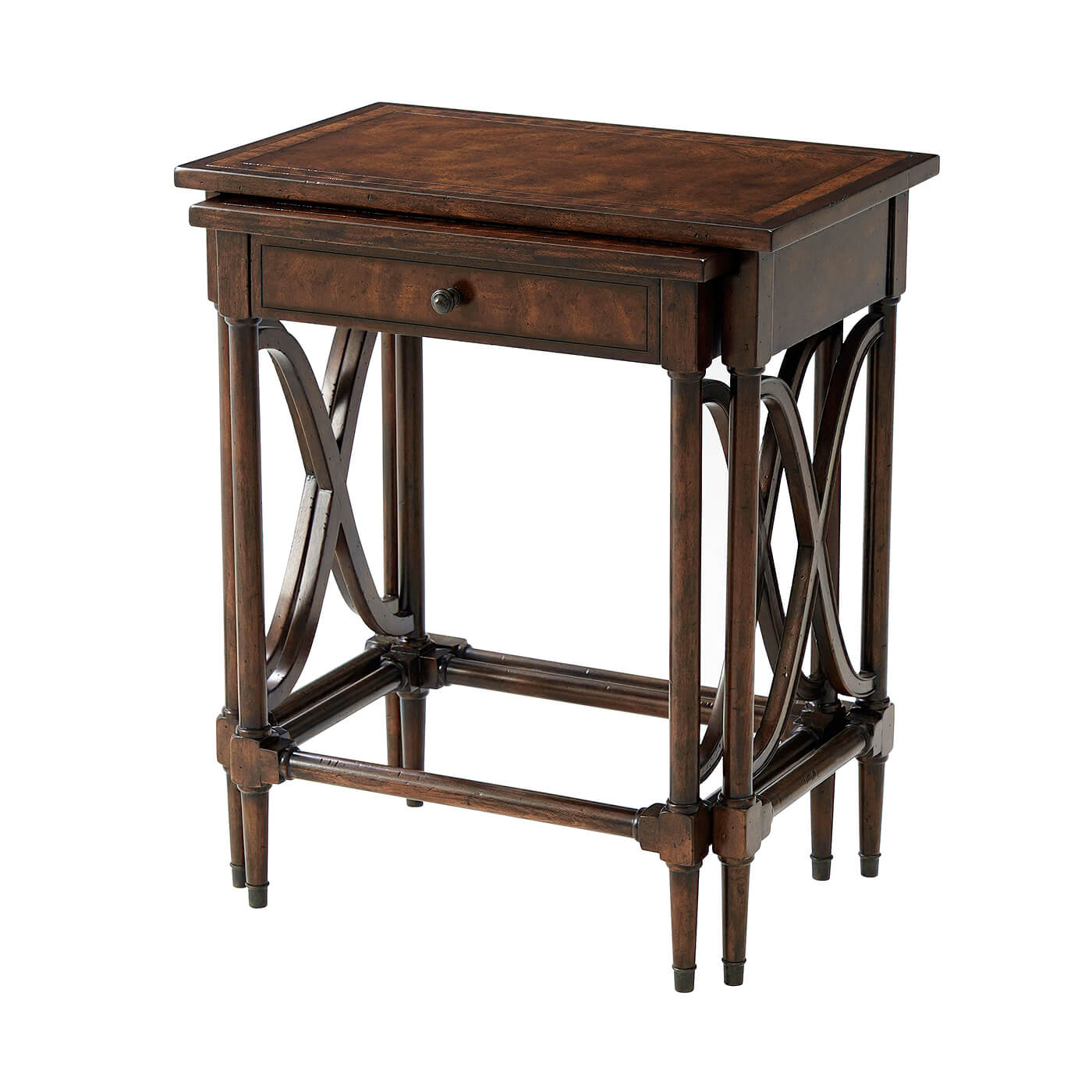 Antiqued Mahogany Nest of Two Tables - English Georgian America
