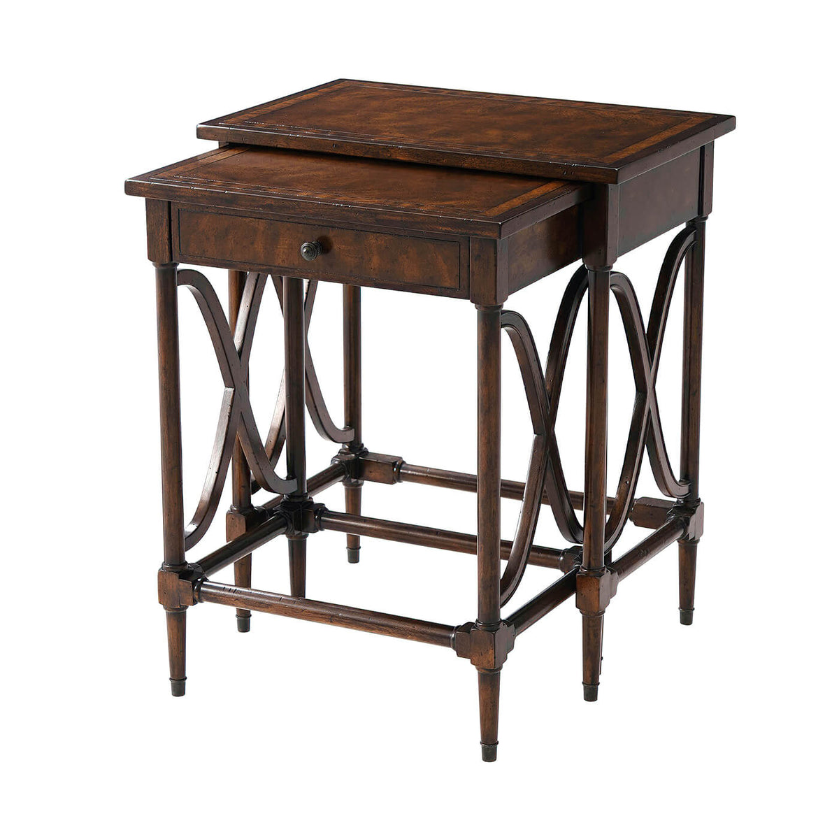 Antiqued Mahogany Nest of Two Tables - English Georgian America