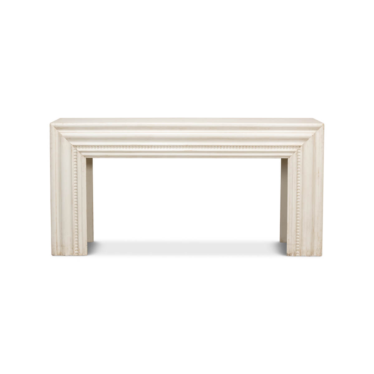 Antiqued White Painted Mantel Console - English Georgian America