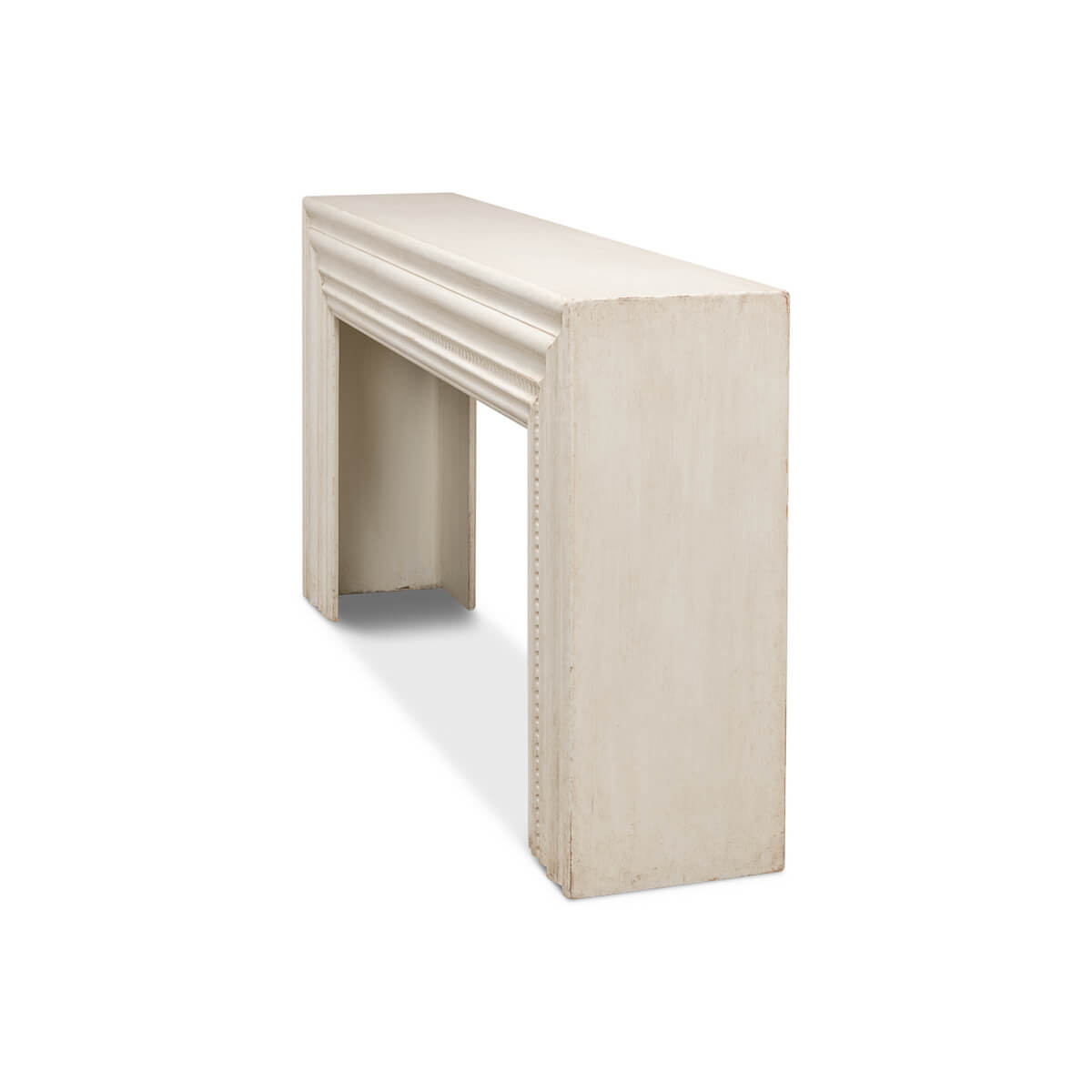 Antiqued White Painted Mantel Console - English Georgian America