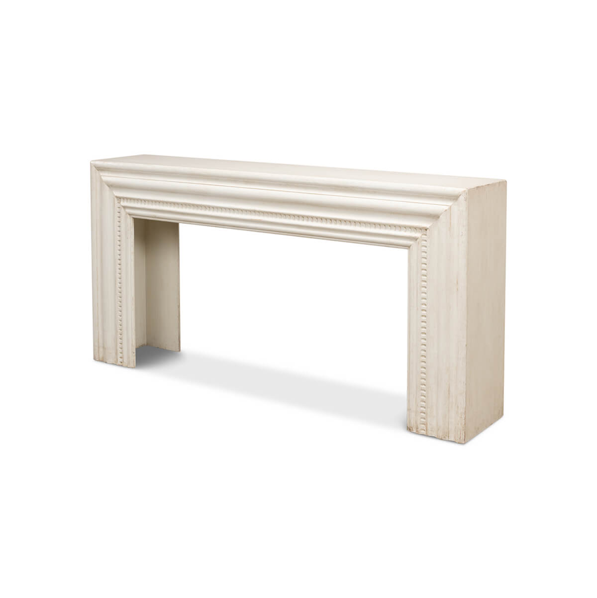 Antiqued White Painted Mantel Console - English Georgian America