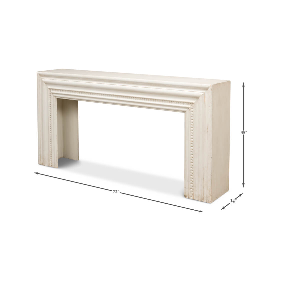 Antiqued White Painted Mantel Console - English Georgian America