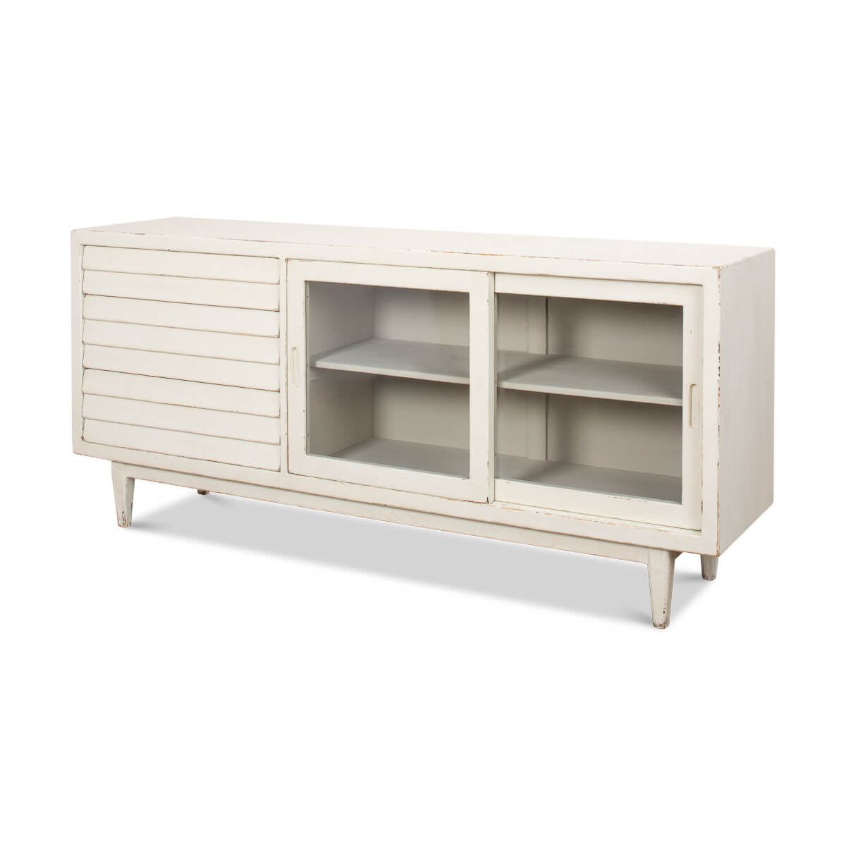 Antiqued White Painted Sideboard - English Georgian America