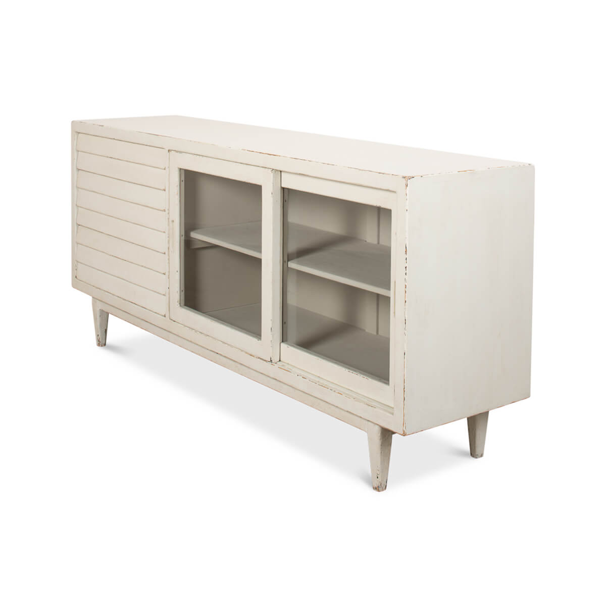 Antiqued White Painted Sideboard - English Georgian America