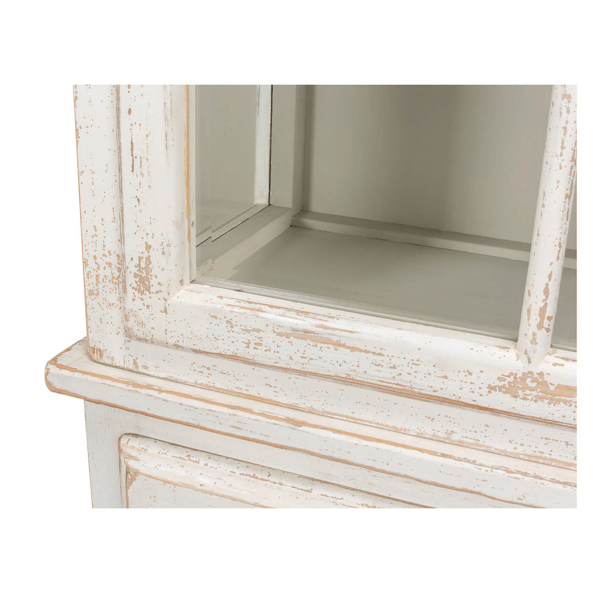 Antiqued White Rustic Bookcase - English Georgian America