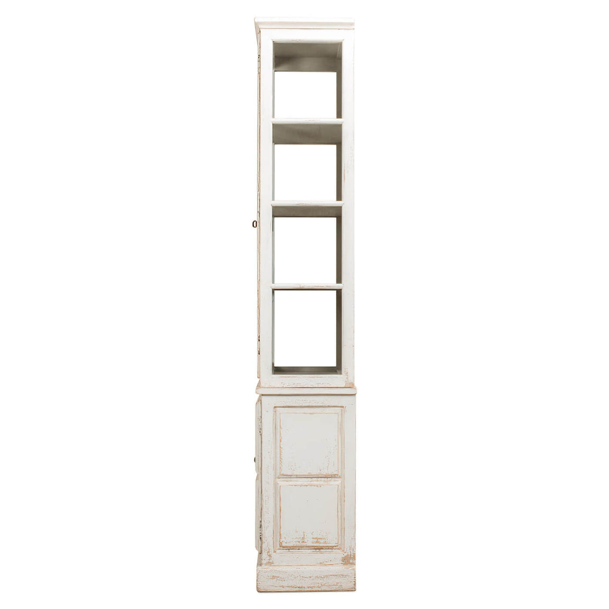 Antiqued White Rustic Bookcase - English Georgian America