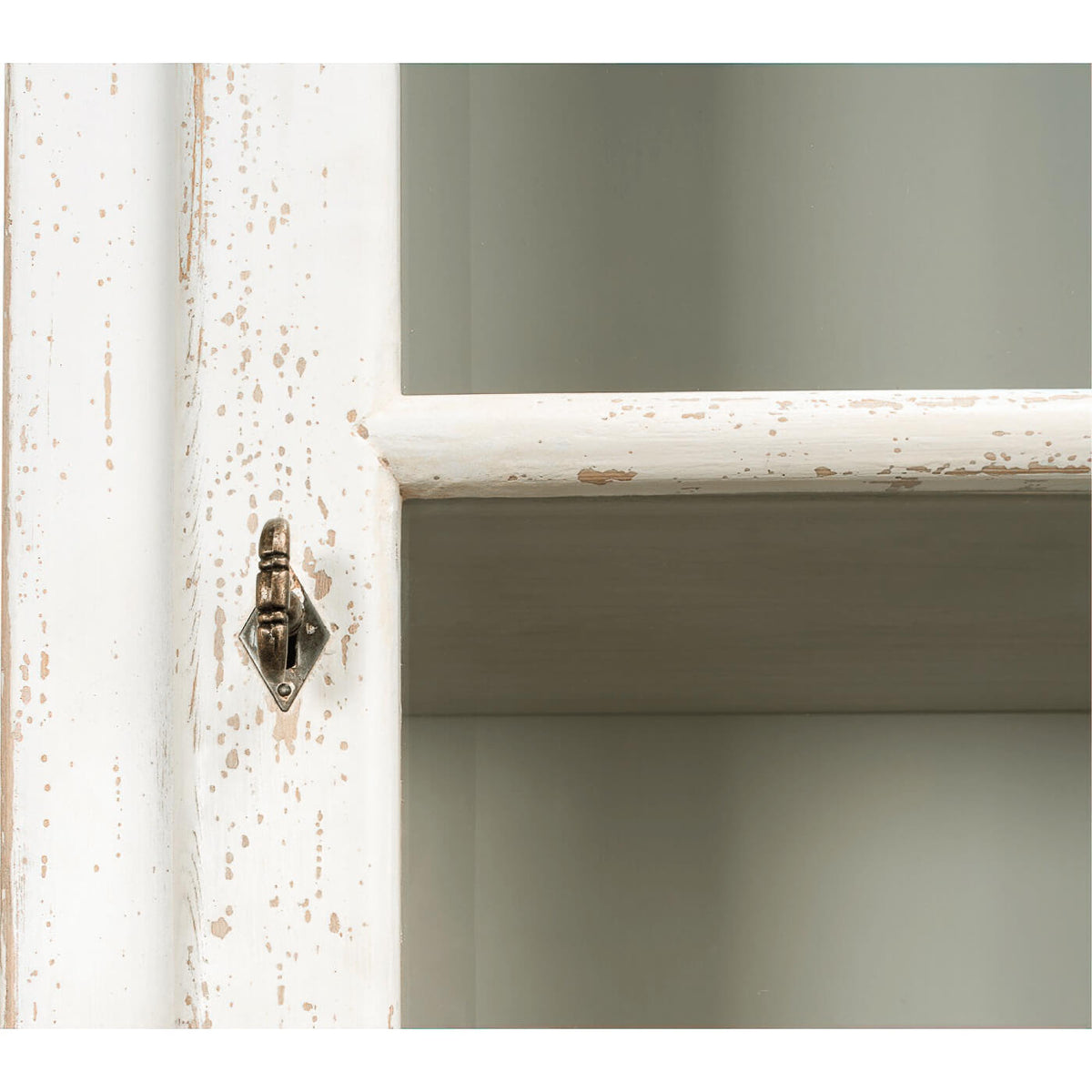 Antiqued White Rustic Bookcase - English Georgian America