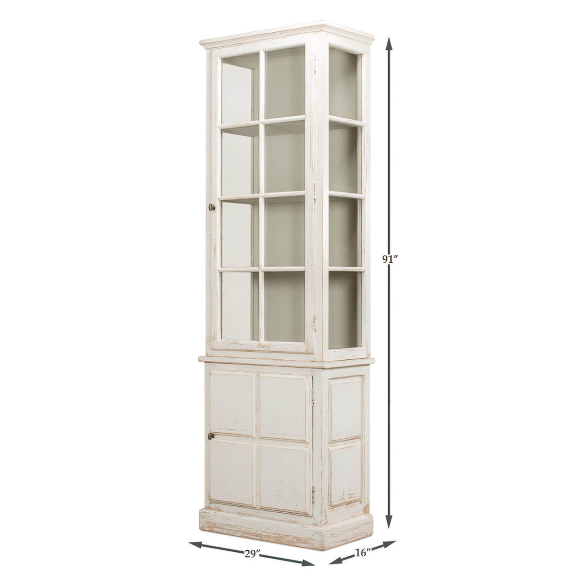 Antiqued White Rustic Bookcase - English Georgian America