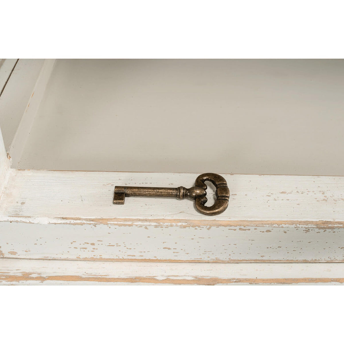 Antiqued White Rustic Bookcase - English Georgian America