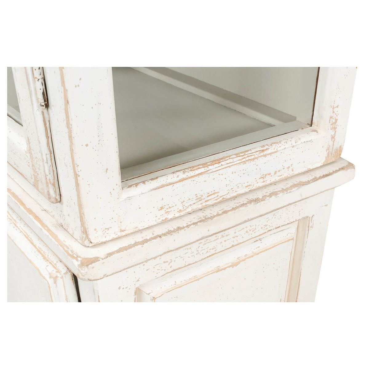 Antiqued White Rustic Bookcase - English Georgian America